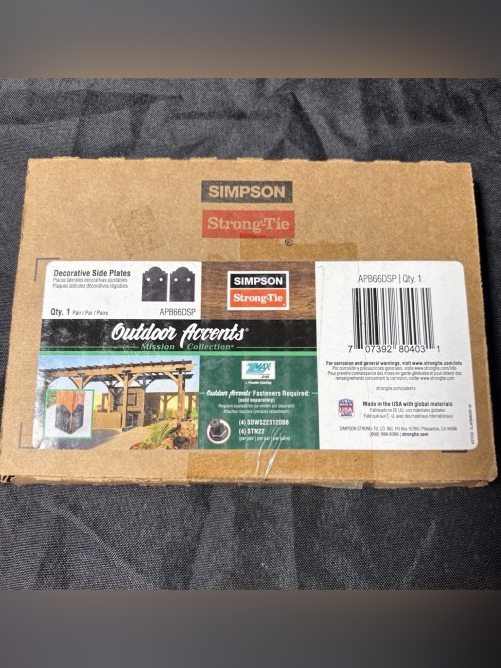 Simpson Strong Tie Decorative Black Post Base Side Plates APB66DSP 1 Pair
